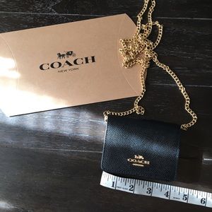NEW COACH leather wallet on chain